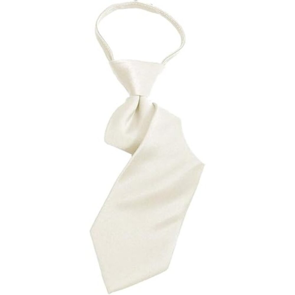Kid's Solid 11 inch Zipper Tie - Off White